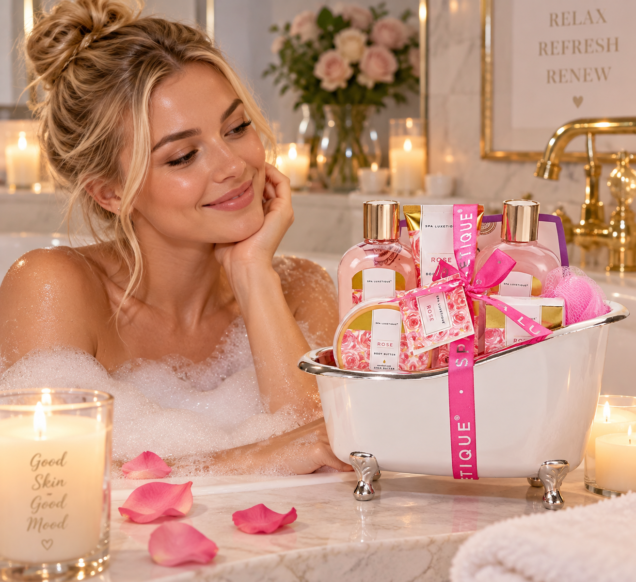 Spa Luxetique Rose Spa Gift Set – A Little Bathtub Full of Pampering