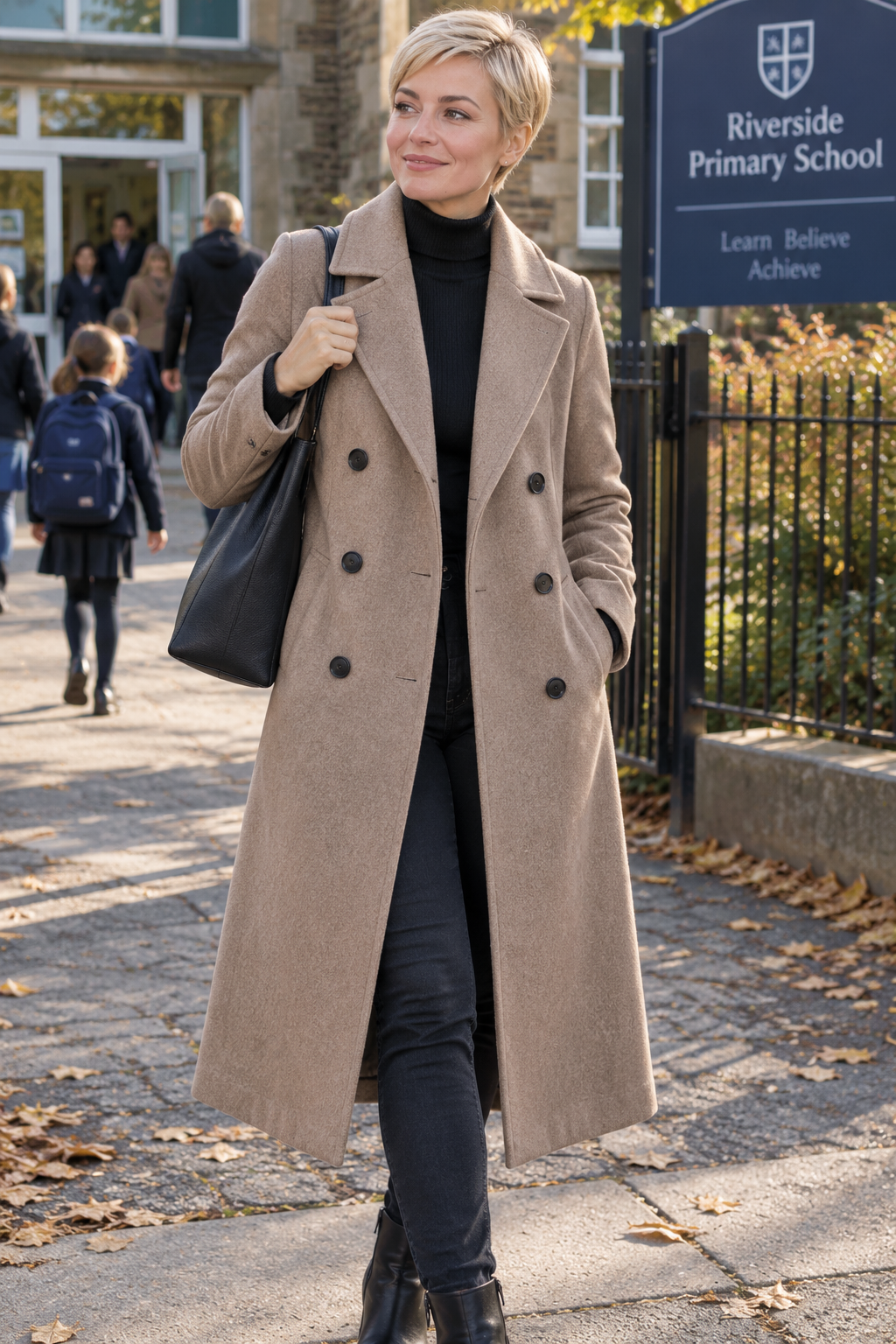 IDEALSANXUN Women’s Long Double-Breasted Wool Coat